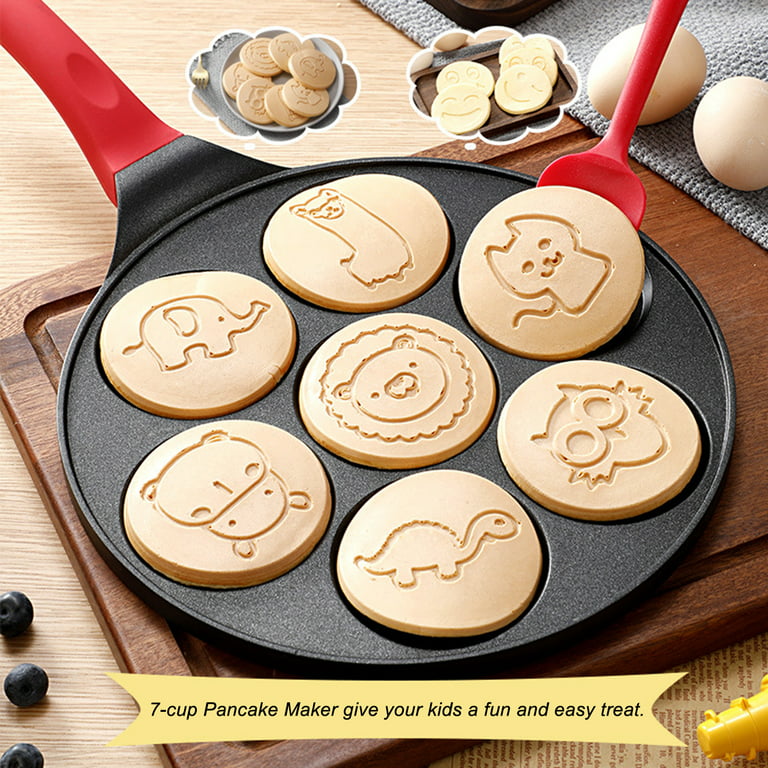 DAYOOH 5TK6JNQ Pancake Maker Pan - Griddle Pancake Pan Molds for Kids  Nonstick Pancake Griddle Crepe Pan with 7 Animal Shapes - Black