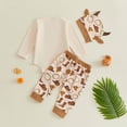 thumbnail image 6 of UAYOTSE Baby Boys Farm Theme Clothing Set Long Sleeve Bodysuit Printed Pants Cow Ear Hat Infant Daily Outfit Size 3-6 Months, 6 of 7