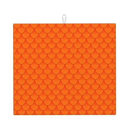 

Xecao Orange Scales Print Dish Drying Mat for Kitchen Counter Absorbent Coffee Bar Mat Dish Drainer Rack Mats Dining Room Decoration