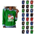 thumbnail image 1 of Mardi Gras Hauts à Manches Longues pour Femmes 2026 Mode Denim Patchwork Col à Revers Chandail en Molleton Graphique, 1 of 2