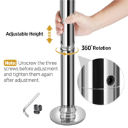 Renwick Portable Removable Home Dancing Pole, Height Adjustable 7'-9' Silver
