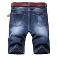 thumbnail image 4 of Leesechin Mens Denim Shorts Zipper Elastic Slim Mens Shorts Jean Shorts Play Wrap Ripped Mid-length Pants, 4 of 9
