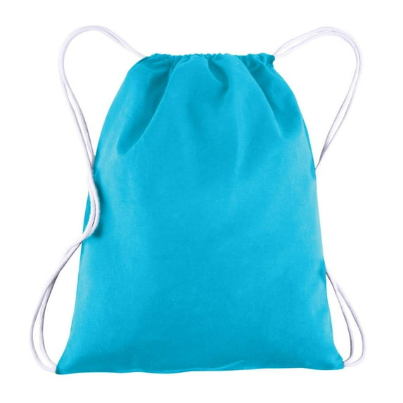 Wholesale Cotton Canvas Drawstring Bags Backpacks | Medium | BPK18 - Set of 6, Turquoise