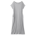 thumbnail image 6 of Bmawag Dresses for Women Plus Size Crew Neck Solid Color Short Sleeve Summer Casual Comfortable Beach Vacation Maxi Dress, 6 of 6