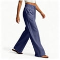 thumbnail image 6 of Horkkom Pants for Women Cotton High Waisted Drawstring Pants Casual Loose Pleated Pants with Pockets XL, 6 of 7