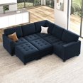 thumbnail image 2 of HONBAY Convertible Oversized Sleeper Sectional Sofa Sets with Storage for Bedroom, Dark Blue, 2 of 6