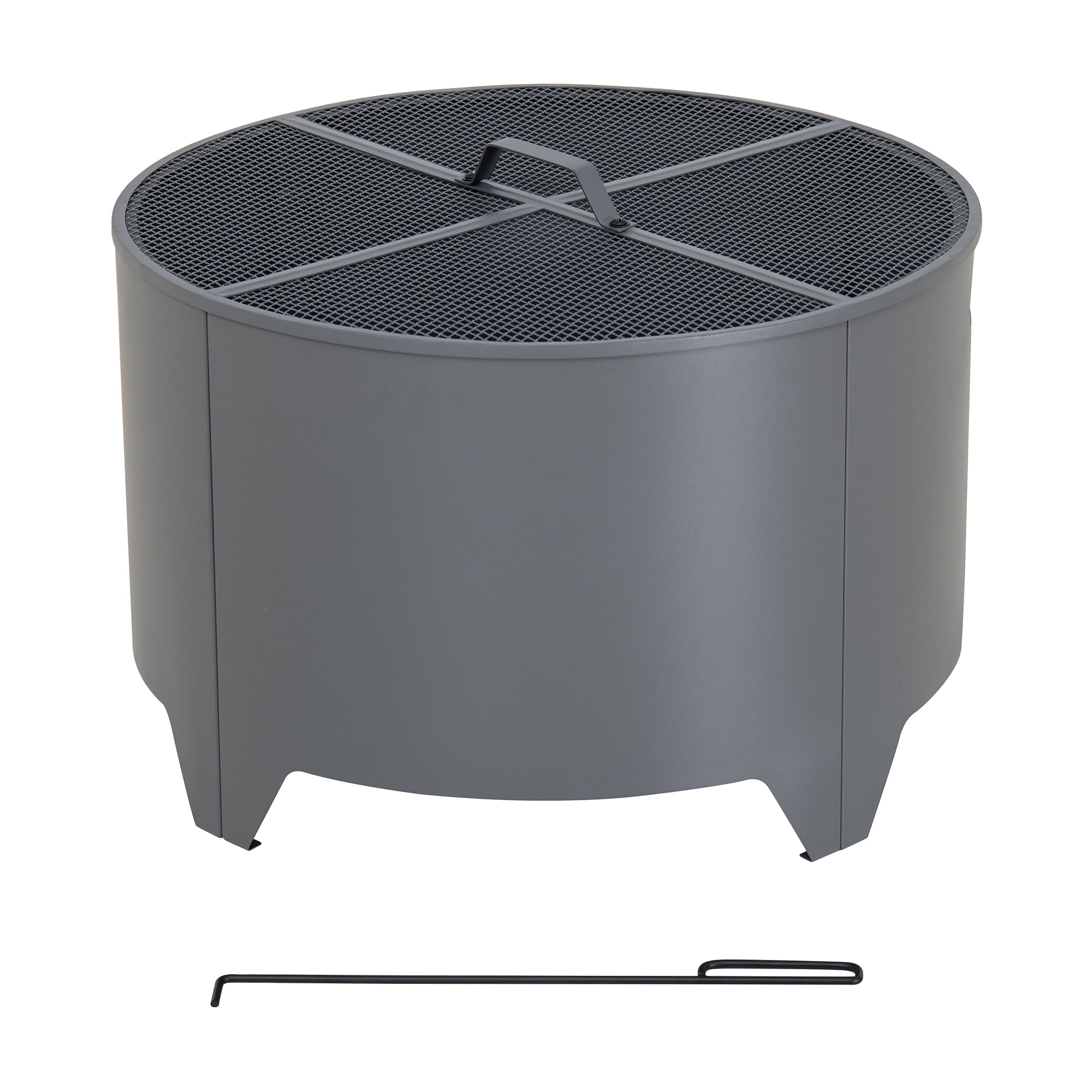 Sunjoy Outdoor 26in. Round Fire Pit,Wood Burning Fire Pit With PVC Cover ,Grey