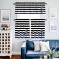 thumbnail image 2 of Anchor Black Kitchen Curtains Sets for Windows 24 Inch Length, Modern Navy Blue White Striped Nautical Rod Pocket Window Treatments Tier Curtains and Valances Set for Bedroom/Bathroom, 2 of 8