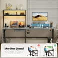 thumbnail image 4 of HLDIRECT L Shaped Gaming Desk with LED Light & Power Outlet, 59 Inch Reversible Corner Computer Desk with Storage Shelves & Drawer & Bag, Game Table with Hutch Monitor Stand, Gray, 4 of 9
