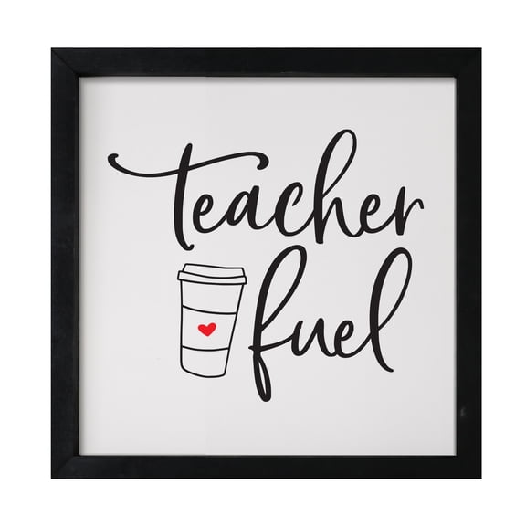 LifeSong Milestones 7x7 Modern Inspirational Framed Shadow Box for Wall Decoration - Teacher Fuel (Black)