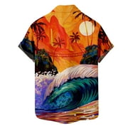 TOWED22 Oversized Button Up Shirts For Men,Hawaiian Shirts for Men - Summer Button Mens Hawaiian Shirts Short Sleeve Series Orange,XL