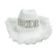 thumbnail image 1 of Sombrero vaquero Bride de mezclilla blanca con ribete de plumas, 38 x 30 x 13 cm, 1 of 1