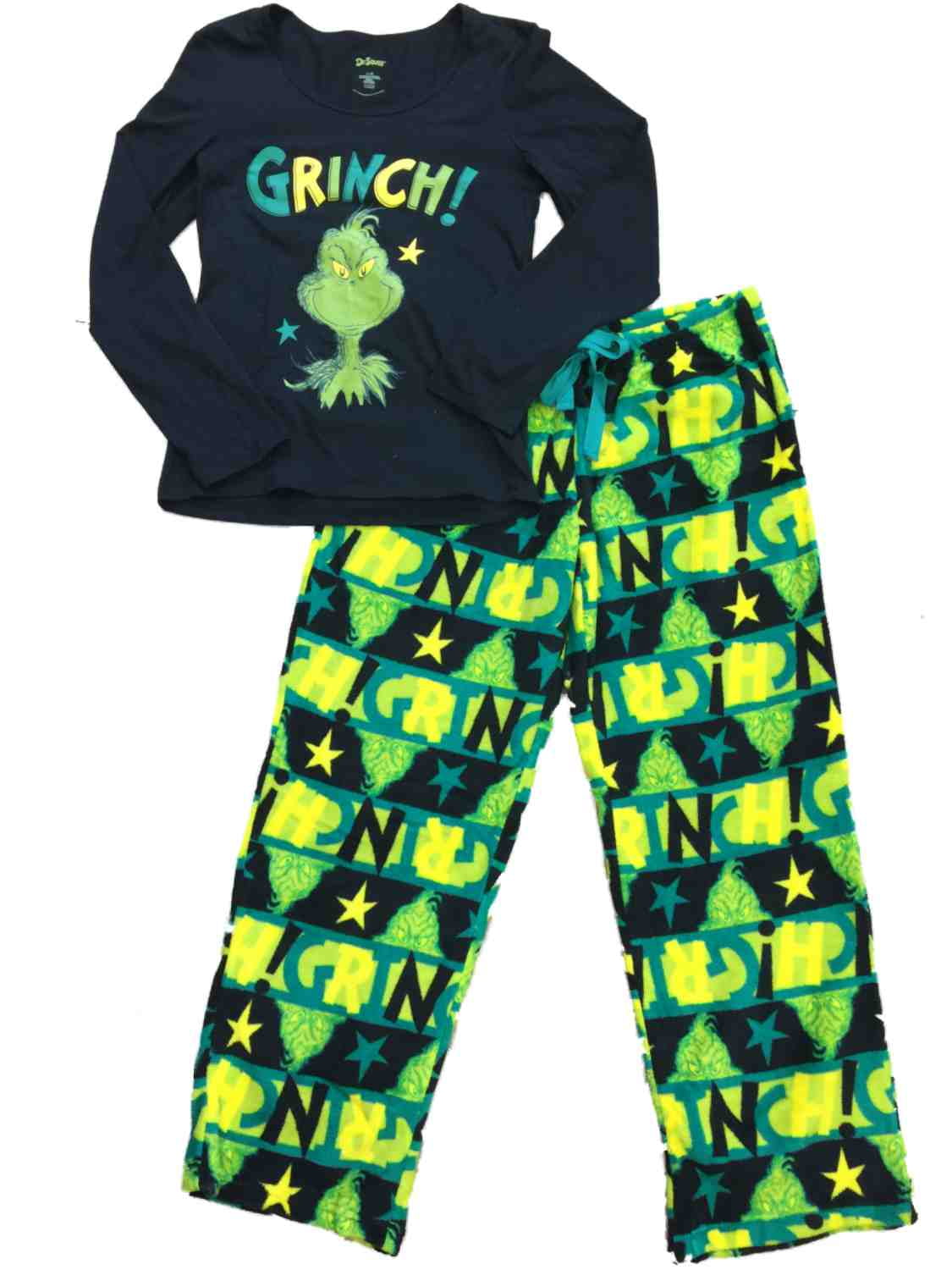 Womens The Grinch Fleece Pajamas Dr Seuss Star Christmas Sleep Set - Walmart.com