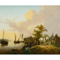 thumbnail image 2 of Jan Van Os 24x20 Black Ornate Framed Double Matted Museum Art Print Titled: Peasants Unloading Cargo, 2 of 5