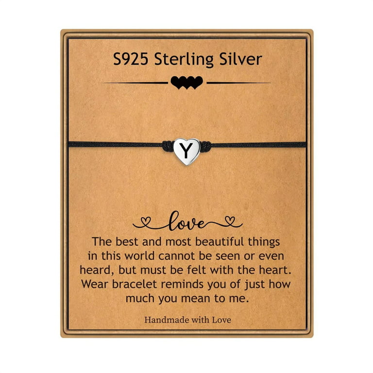 Silvora Elegant Heart Bracelet for Women Sterling Silver Initial Letter F Bracelets Charms Birthday/Mother Day/Christmas Gift, Women's
