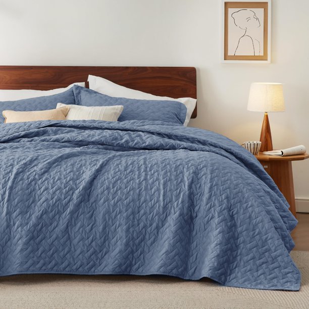Colchas ligeras Quilt Bedsure, tamaño king, color azul mineral