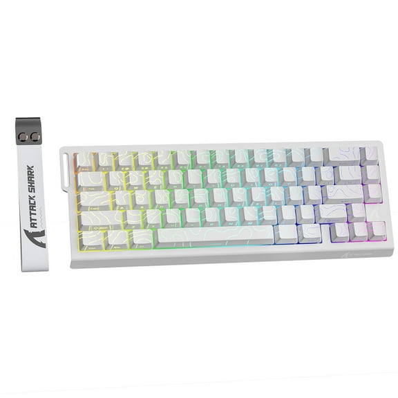 ATTACK SHARK X68 HE 8000Hz Rapid Trigger Keyboard, 0.01mm RT Accuracy Wired Gaming Keyboard with Magnetic Switch, Adjustable Actuation, Rapid Trigger, Snap Tap, RGB Lighting for PC/Mac, White Contours