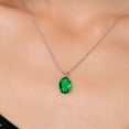 thumbnail image 3 of Gem Stone King 14K White Gold Green Nano Emerald Pendant Necklace for Women | 2.00 Cttw | Gemstone May Birthstone | Oval 10X8MM | With 18 inch Chain, 3 of 6