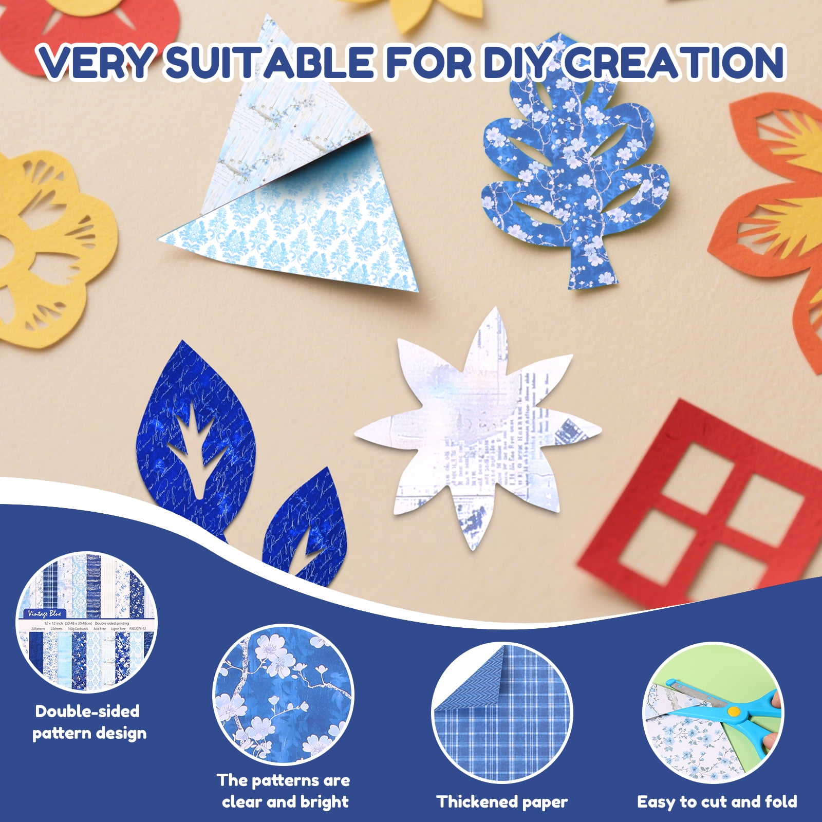24 Sheet Aesthetic Scrapbook Paper Soft Color Pattern Paper Double Sided Printing for DIY Card Making Scrapbook Wedding Photo Album Home Decor 12 x 12 Inch