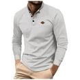 thumbnail image 1 of pstuiky camisas de manga larga para hombre, Camisa deportiva de color liso para hombre con solapa y botones, manga larga, top/camisa con solapa salir tops m, 1 of 5