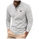 thumbnail image 1 of pstuiky Camisas de manga larga abrigadas para hombre, Camisa deportiva de color liso para hombre con solapa y botones, manga larga, top/camisa con solapa Tops de hombre l, 1 of 5