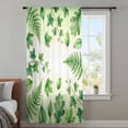 thumbnail image 4 of Spring Botanical Sheer Curtains 45 Inches Long, Watercolor Ivy Ferns Leaves Ombre Green Light Filering Curtains, Breathable Simi Curtain Privacy Drapes for Kitchen Bathroom Small Window Treatment, 4 of 9