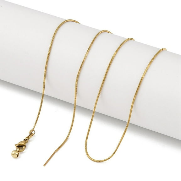 10pcs Ion Plaing(IP) 304 Stainless Round Snake Chain Necklaces Adjustable Slider Necklaces for Women Real 18K golden Plated 20.00 inch(50.8cm)