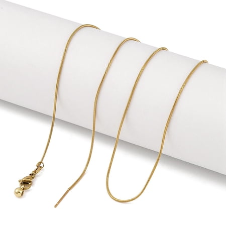 Ion Plaing(IP) 304 Stainless Round Snake Chain Necklaces Adjustable Slider Necklaces for Women Real 18K Gold Plated 20.00 inch(50.8cm) Gold