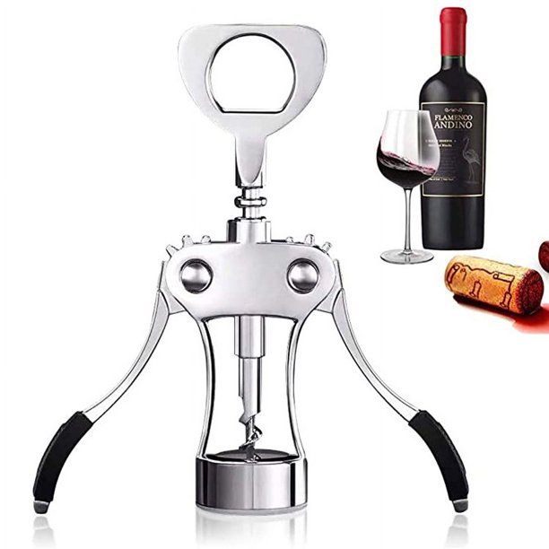 Abrebotellas de vino, tapón de botella en forma de ala, abridor de botellas de vino de aleación de zinc de alta calidad, tornillo de tapón de botella manual multifuncional para camarero, resistente,