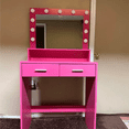 thumbnail image 4 of Vanity Desk with Mirror and Lights, Dressing Table with Large Drawer, 2 Level Storage Dresser & 3 Lighting Modes Adjustable Brightness, Suitable for Bedroom(Rose Pink), 4 of 12