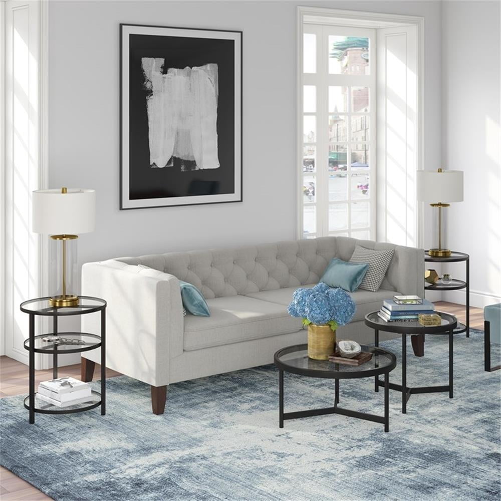 Evelyn&Zoe Quentin 30" Wide Round Coffee Table, Blackened Bronze