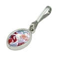 thumbnail image 2 of Christmas Holiday Santa Catching Snowflakes Antiqued Oval Charm Clothes Purse Suitcase Backpack Zipper Pull Aid, 2 of 4