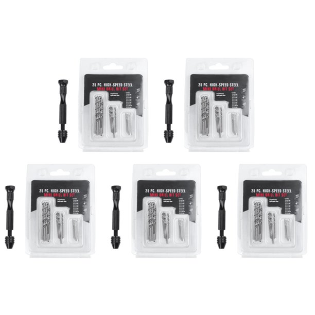 5X Conjunto de Brocas de Mano , Tornillo de Precision DIY Pin Mini Modelo Espiral de Mano con Mini Brocas de Taladro 125pcs 0.3mm A 3.0mm (Negro)