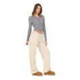 thumbnail image 3 of Forever 21 Women's Beige Barrel-Leg Cargo Jeans, Wide Barrel Silhouette for Everyday Casual Wear, Size 10, 3 of 6