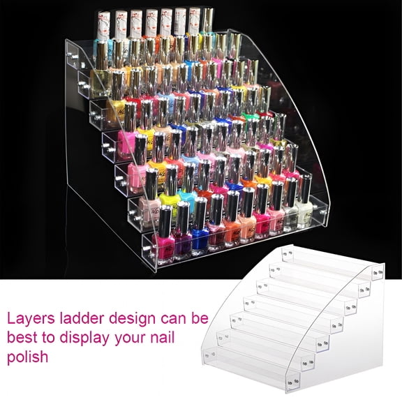 LAMIRO Clear Acrylic Beauty Makeup Nail Polish Storage Organizer Rack Display Holder (Two Layers)