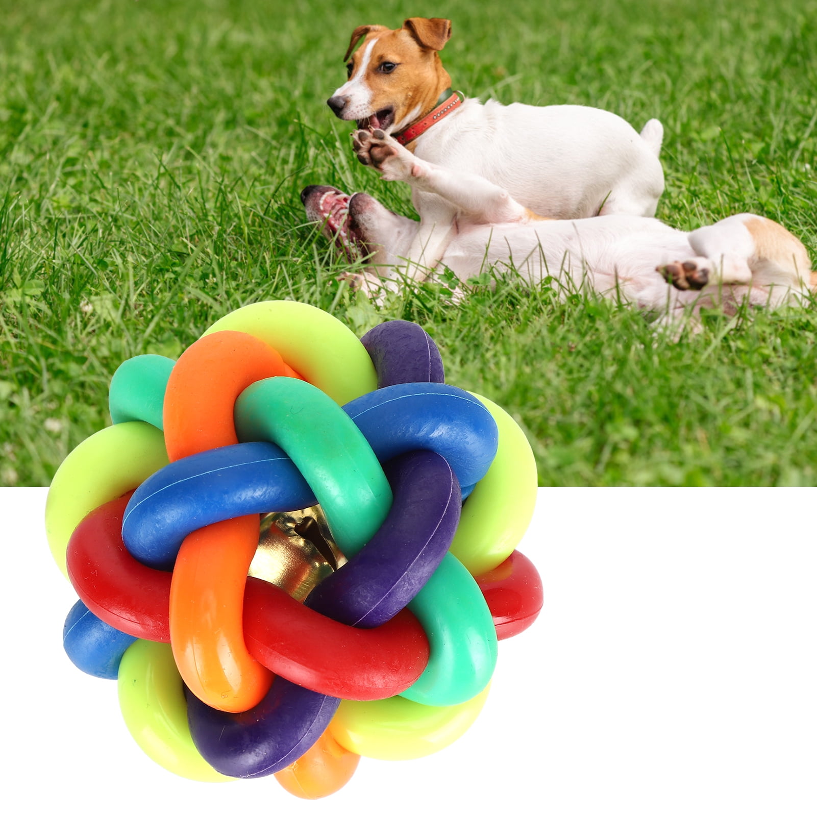 Ymiko Pets Ball Bell Toy Dog Cat Knotted Rubber Ball with Bell