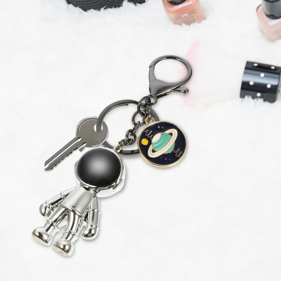 Raindrops Cute Keychain Pendant Silver Metal Cartoon Astronaut Keychain for present Giving 1Pc