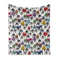 thumbnail image 1 of Sea Animals Soft Flannel Fleece Throw Blanket, Pattern Penguins in Colorful Hats and Scarfs Cold Winter Fun Art, Cozy Plush for Indoor and Outdoor Use, 50" x 70", Multicolor, by Ambesonne, 1 of 5