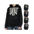 thumbnail image 2 of Qiylii Women Hoodie, Skull/Skeleton Print Hooded Zipper-Open Sweatshirt, 2 of 3