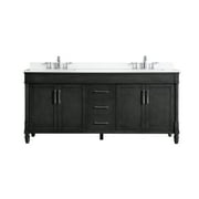 OVE Decors Layla 72 in. Iron Gray Double Sink Bathroom Vanity with Yves Cultured Marble Top