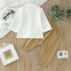 thumbnail image 5 of Gibobby Conjunto de Sudadera y Leggings de Lana Trajes de pantalones de camiseta con botones de manga larga para niños y niñas(Blanco,12-18 Meses), 5 of 5
