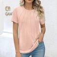 thumbnail image 2 of BLVB 2024 Women's Summer Business Casual Tops Short Sleeve Tshirt for Leggings Pleated Loose Crewneck Blouses, 2 of 7
