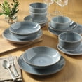 thumbnail image 4 of Gibson Home Stonebury 16 Piece Plates and Bowls Blue Dishes - Handpainted Stoneware Dinnerware Set - Service for 4, 4 of 11