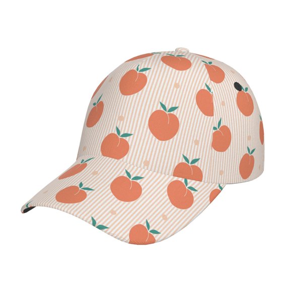 Honeii Orange Peach Print Hat, Women's Baseball Hat Unisex Fit, Baseball Cap,Adjustable One Size