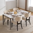 thumbnail image 2 of Mid-Century Modern Upholstered Dining Chairs Set of 2, Fabric Side Chairs with Rubber Wood Legs, Farmhouse Kitchen Chairs for Dining Room，Beige, 2 of 11