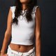 thumbnail image 1 of Camiseta De Verano Camisa ajustada para mujer Sin espalda Manga corta Crop Top Casual Slim Fit Traje diario Ygjytge M Blanco para Mujer, 1 of 7
