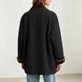 thumbnail image 5 of Bexdxz Barn Jackets for Women, Contrast Corduroy Collar Button Down Coat, Relaxed Fit Mid‑Length Long Sleeve Outerwear with Pockets, Casual Fall Daily Workwear for Women Black S, 5 of 7