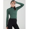 thumbnail image 6 of ZHENWEI Women's 1/2 Zip Up Lightweight Workout Athletic Crop Jacket Running Sports Outwear Slim Fit Long Sleeve Yoga Cropped Top Seamless Fitted Activewear, 6 of 8