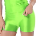 thumbnail image 4 of YIZYIF Womens Oil Shiny Glossy Boxer Briefs Shorts High Waisted Fitness Gym Shorts Swimwear Fluorescent Green XL, 4 of 6