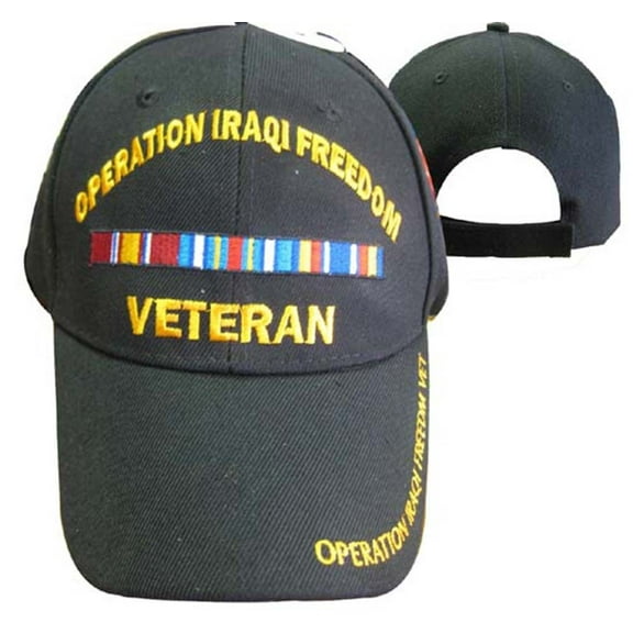 Operation Iraqi Freedom Veteran Black Ribbon Embroidered Cap CAP608A Hat